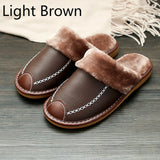 Men New Warm Winter PU Leather Slippers...