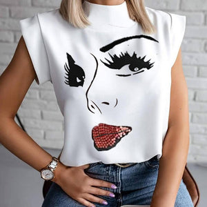 Women Elegant Lips Print blouse...