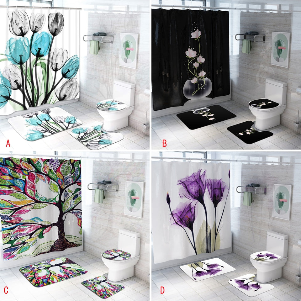 Colorful Tulip Trees Shower Curtain Set....