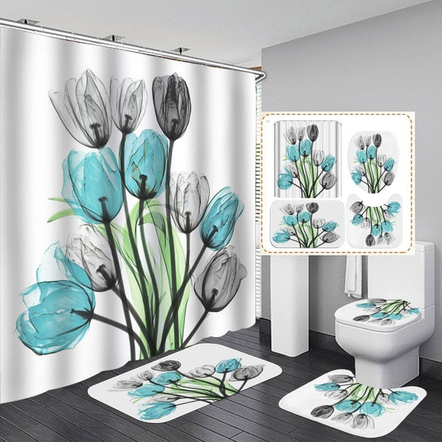 Colorful Tulip Trees Shower Curtain Set....