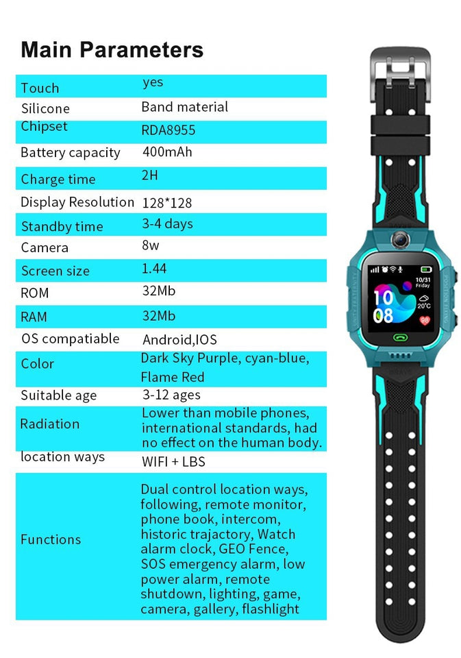 Kids Waterproof Smart Watch For IP67 IOS Android...