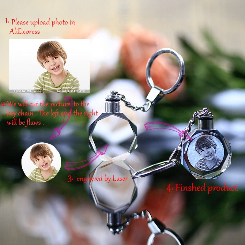 Octagonal Crafts LED Crystal Keychain..